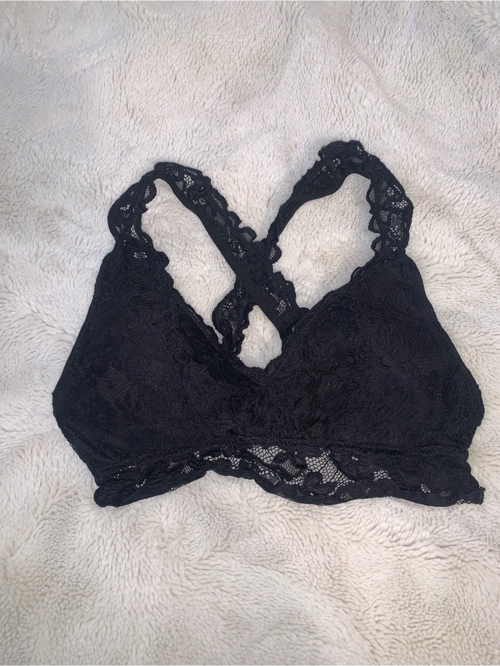 No Boundaries Black Cross Back Lace Bralette Sz L